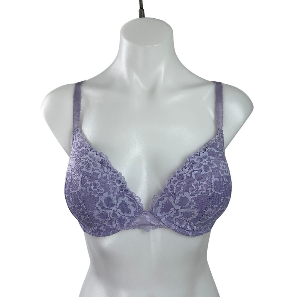 Savage x Fenty Purple Lilac Floral Lace Underwired Adjustable Bra Size 32DD